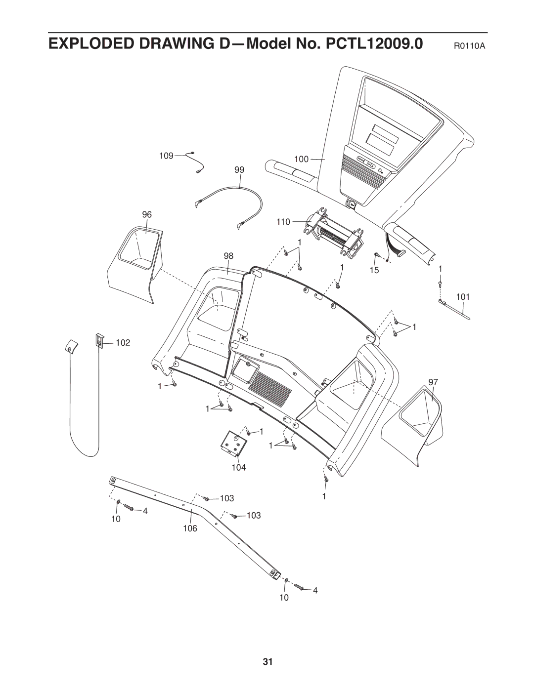 ProForm user manual Exploded Drawing D-Model No. PCTL12009.0 R0110A 