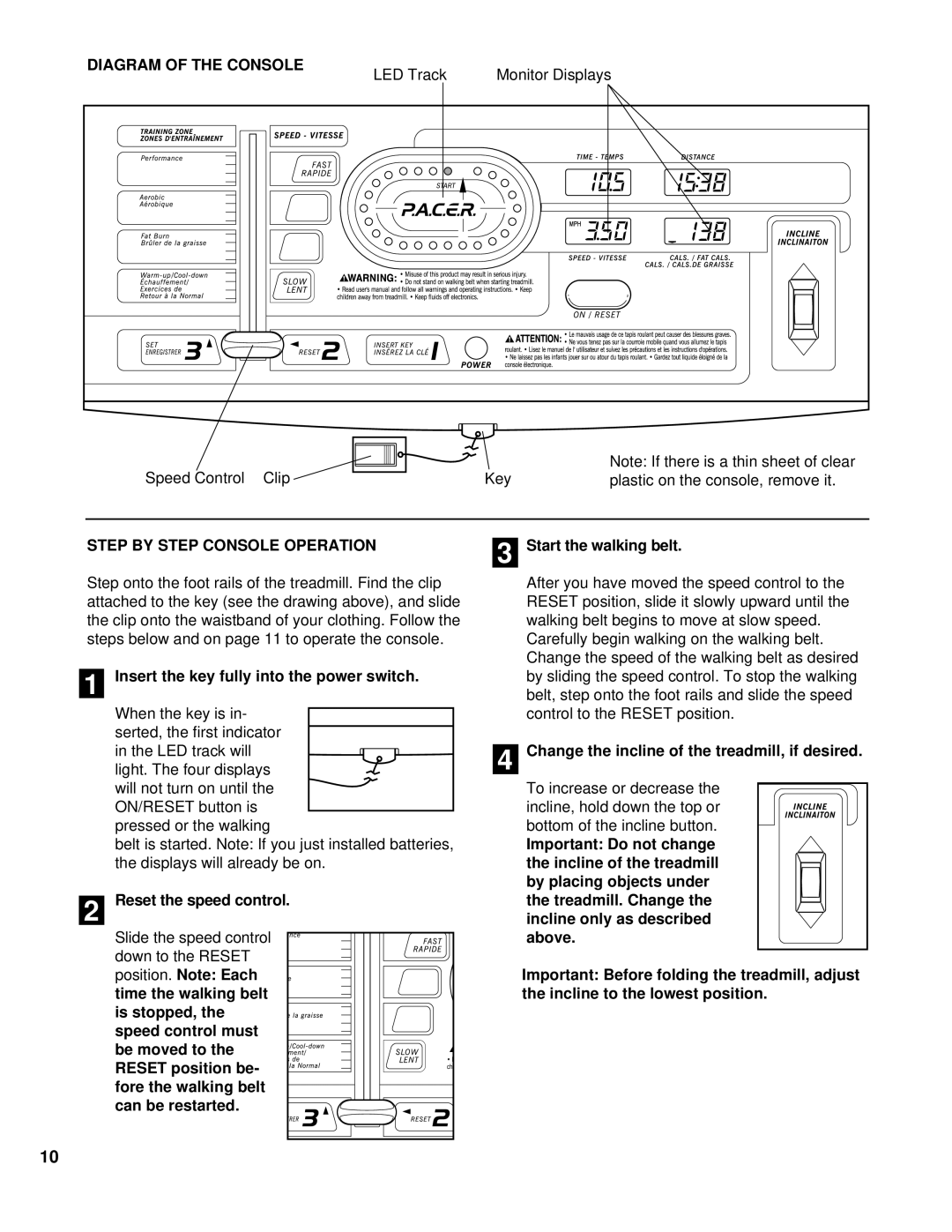 ProForm PCTL50071 user manual Diagram of the Console, Step by Step Console Operation 