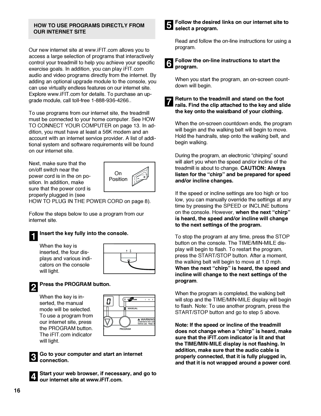 ProForm PCTL51901 user manual HOW to USE Programs Directly from OUR Internet Site 