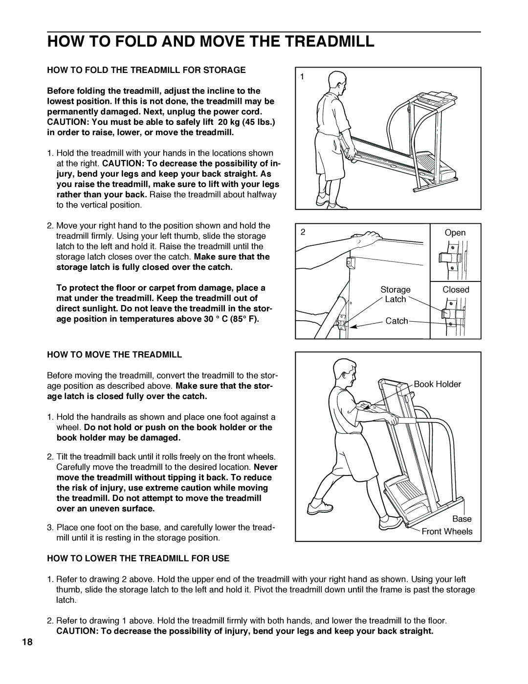 ProForm PCTL51901 HOW to Fold and Move the Treadmill, HOW to Fold the Treadmill for Storage, HOW to Move the Treadmill 