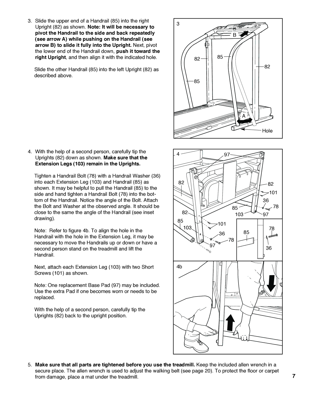 ProForm PCTL51901 user manual Extension Legs 103 remain in the Uprights 