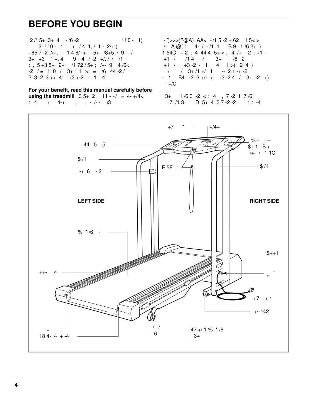 ProForm PCTL52580 user manual Before YOU Begin, For your benefit, read this manual carefully before, Left Side Right Side 