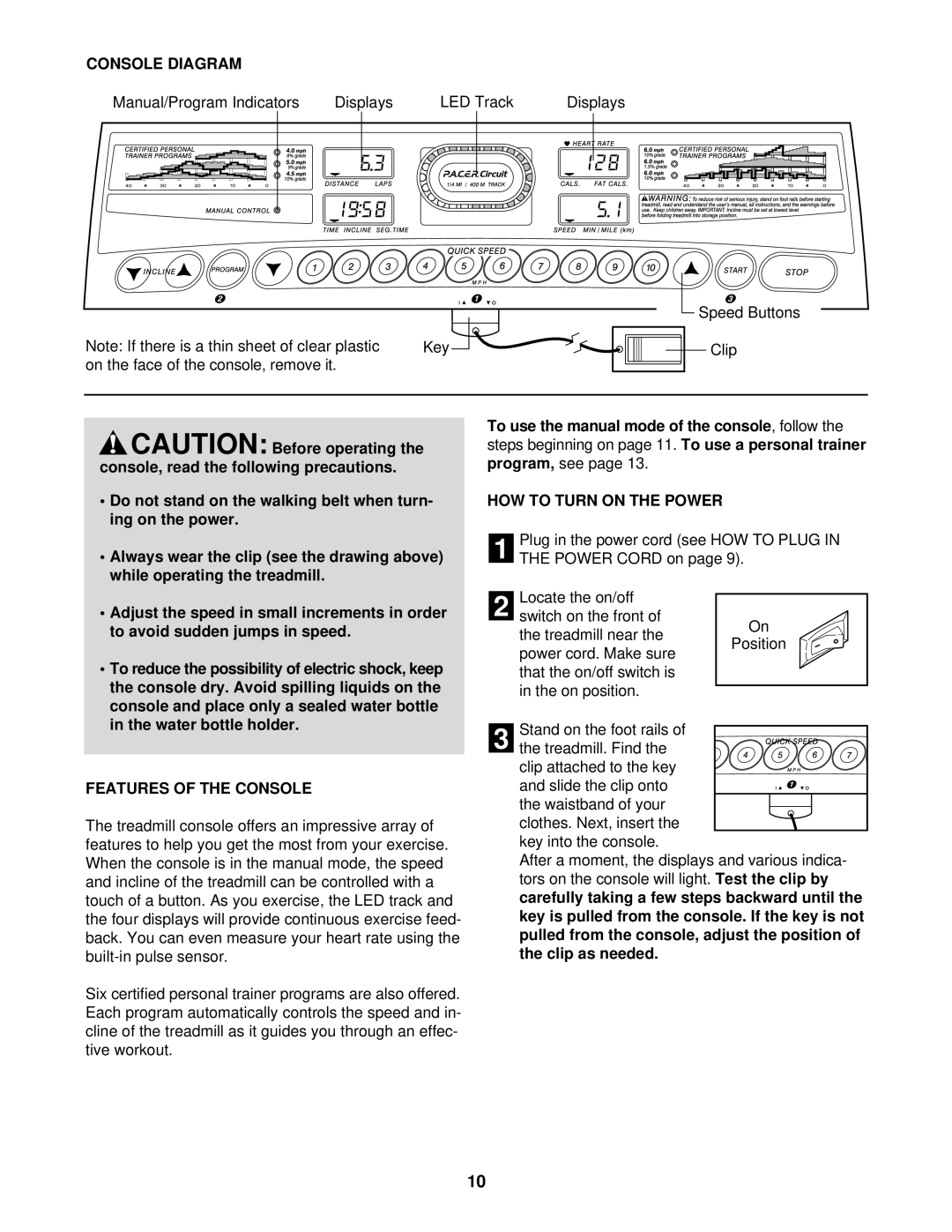 ProForm PCTL55810 user manual Console Diagram, Features of the Console 