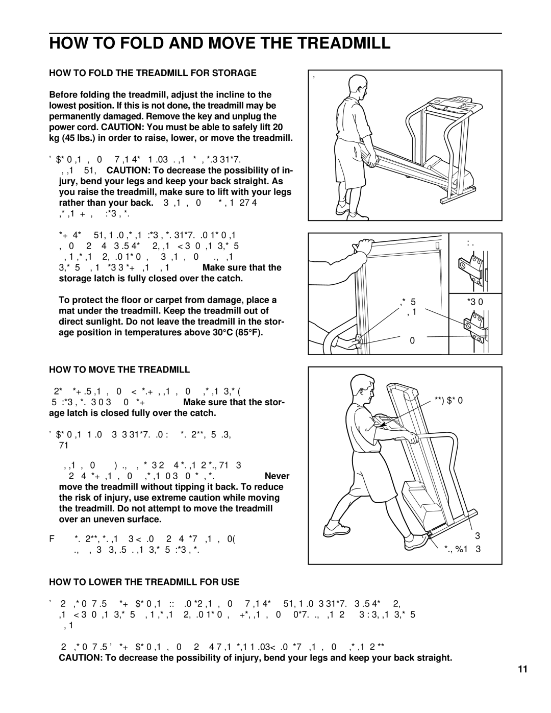 ProForm PCTL62590 HOW to Fold the Treadmill for Storage, HOW to Move the Treadmill, HOW to Lower the Treadmill for USE 