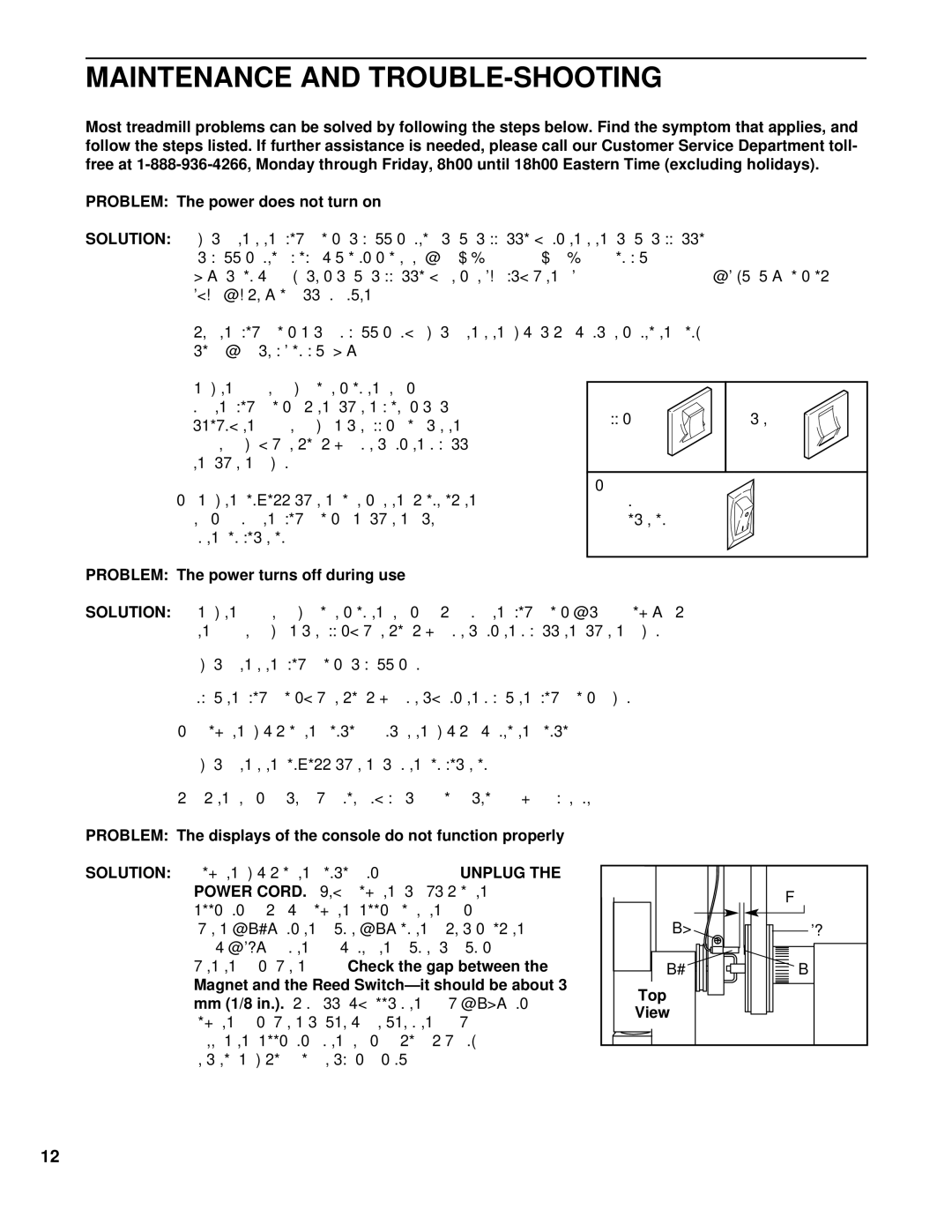 ProForm PCTL62590 user manual Maintenance and TROUBLE-SHOOTING, Solution, Power Cord 