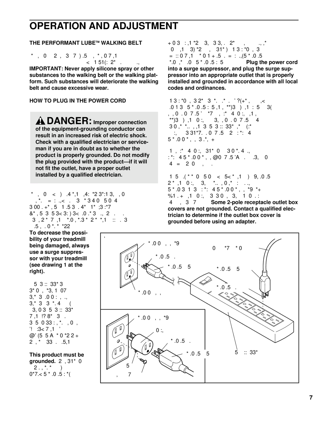 ProForm PCTL62590 user manual Operation and Adjustment, Trician to determine if the outlet box cover is, Right, Grounded 