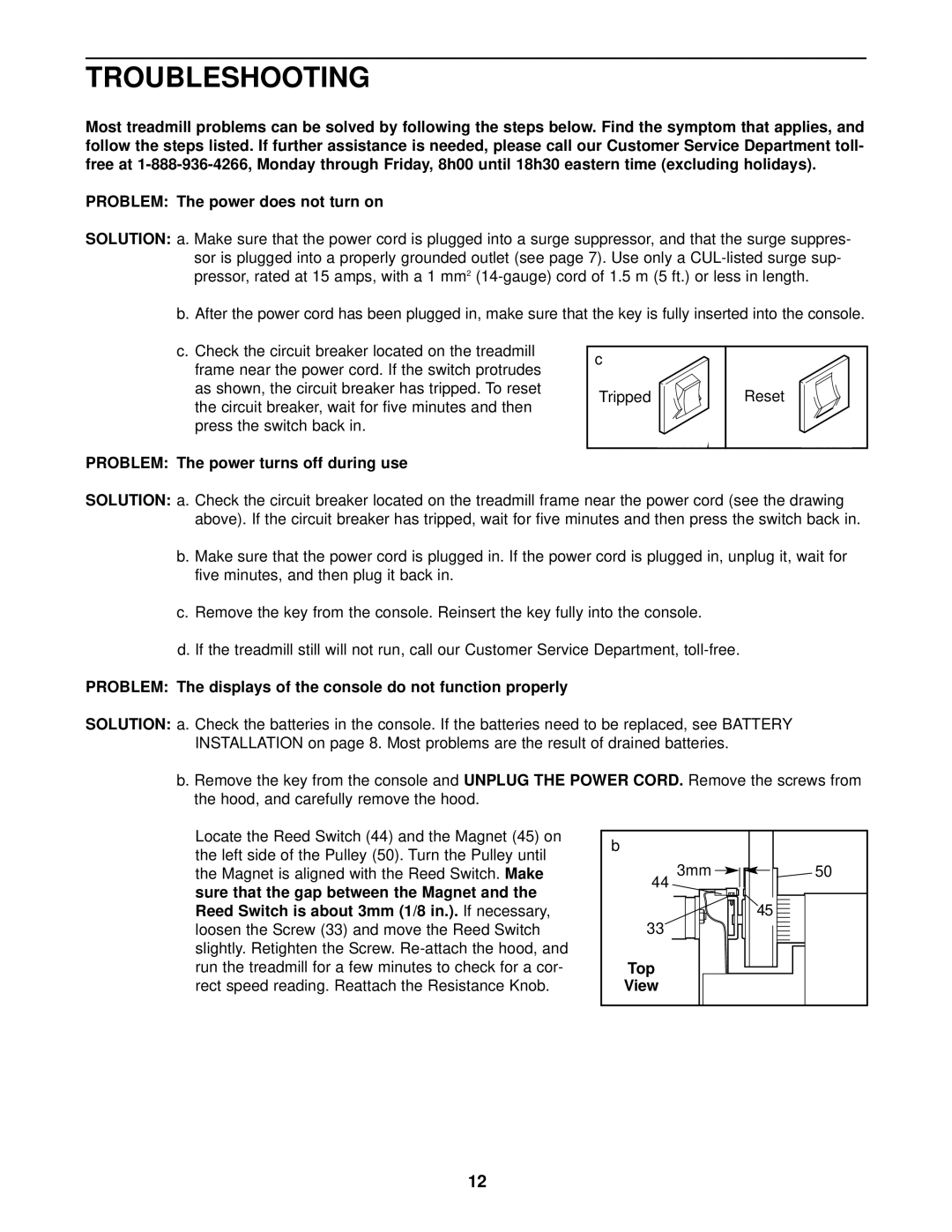 ProForm PCTL69030 user manual Troubleshooting, Solution, Unplug the Power Cord 