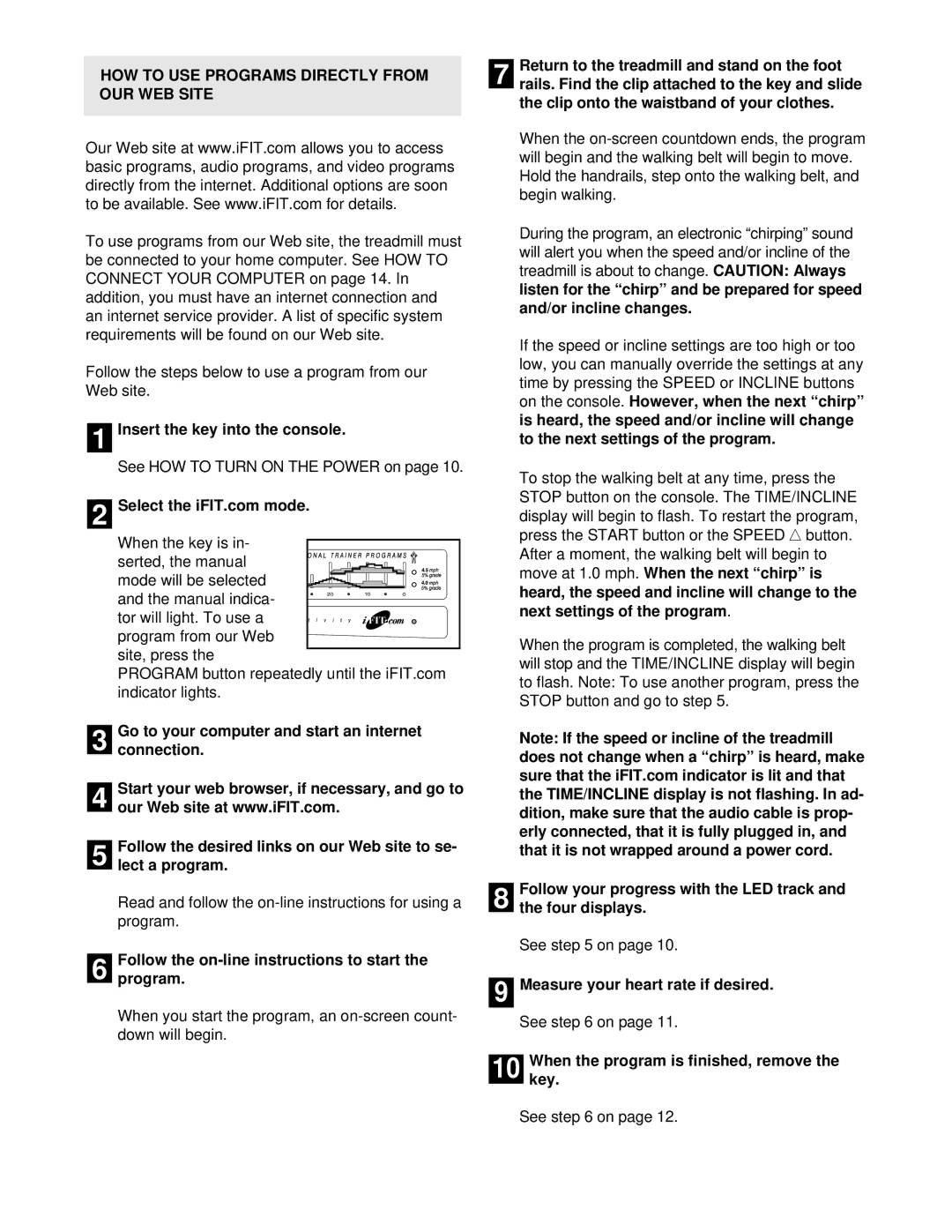 ProForm PCTL69100 user manual HOW to USE Programs Directly from OUR WEB Site 