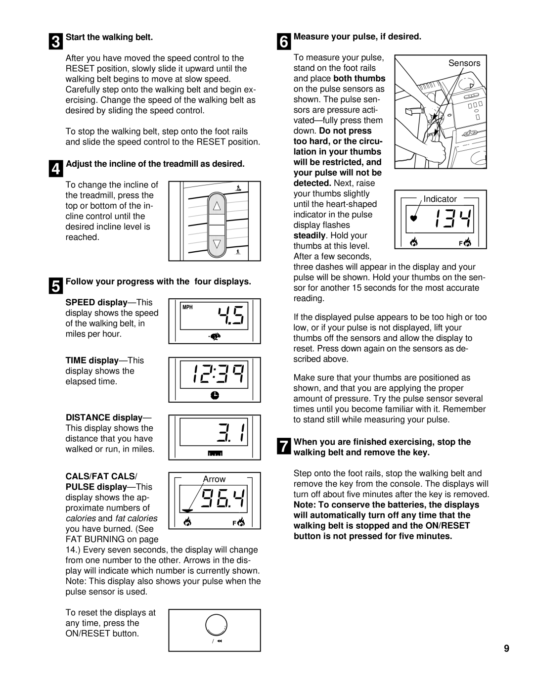 ProForm PCTL74100 user manual CALS/FAT Cals 