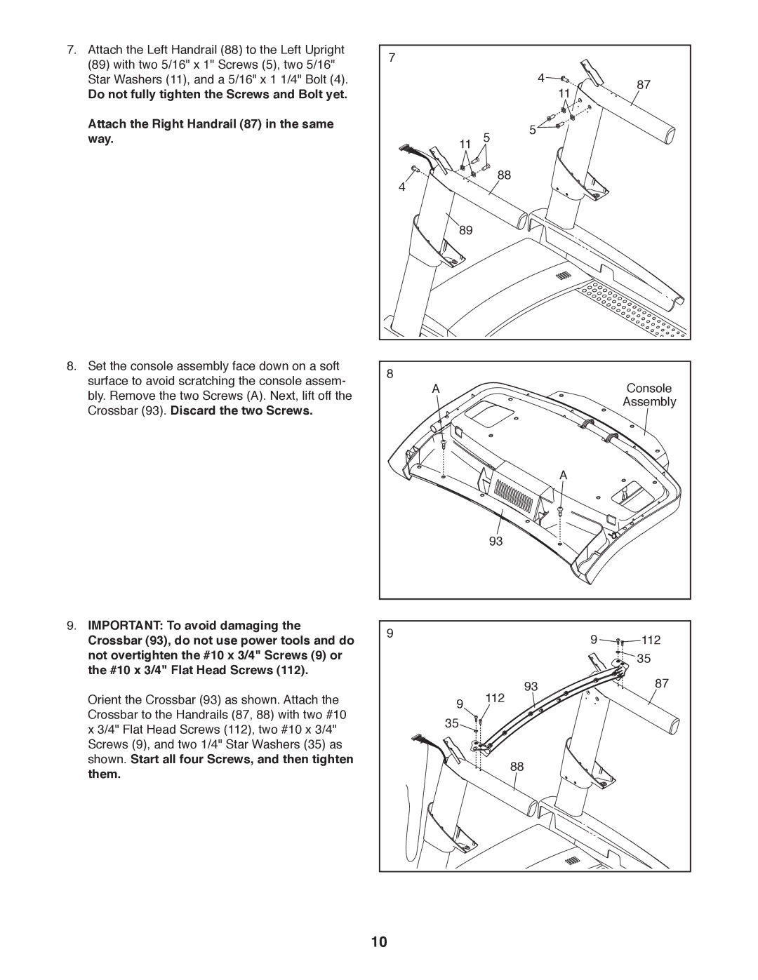 ProForm PCTL79612.0 user manual Shown. Start all four Screws, and then tighten Them 