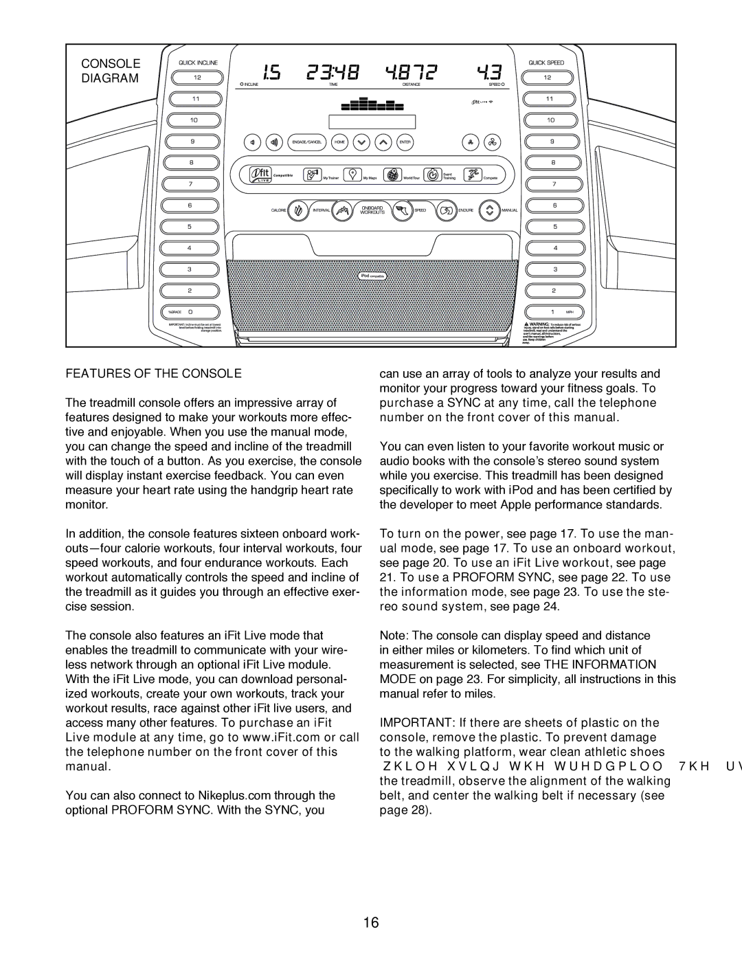 ProForm PCTL79612.0 user manual Diagram, Features of the Console 