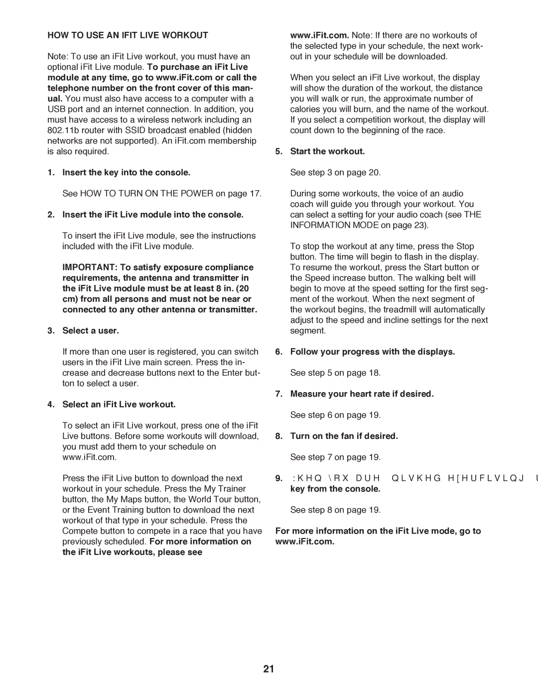 ProForm PCTL79612.0 user manual HOW to USE AN Ifit Live Workout, Insert the iFit Live module into the console 