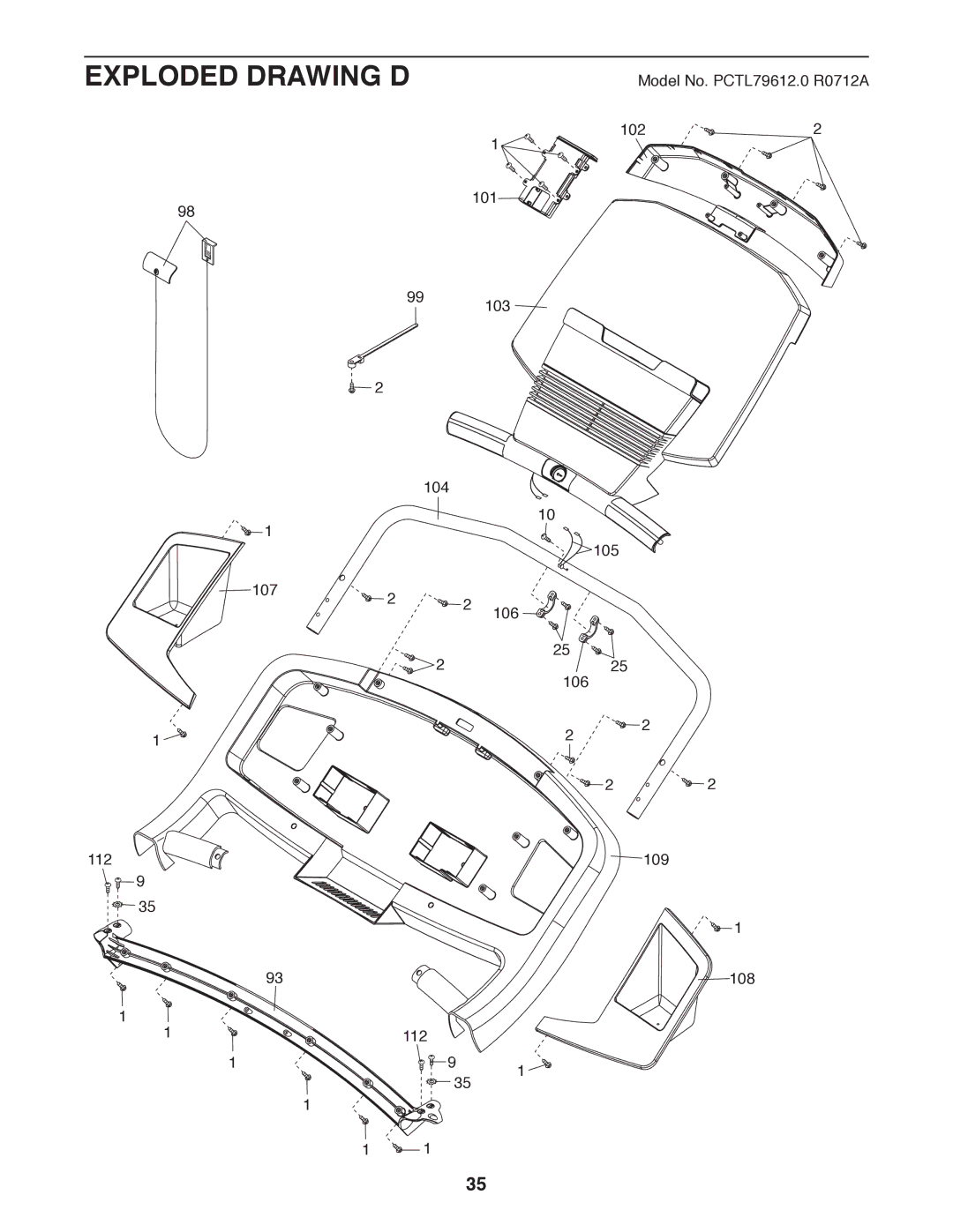 ProForm PCTL79612.0 user manual Exploded Drawing D 