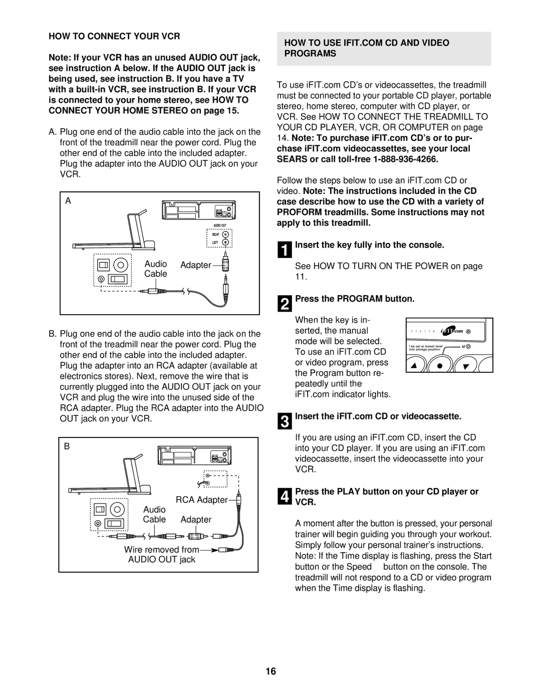 ProForm PCTL92101 user manual HOW to Connect Your VCR, Audio Adapter Cable 