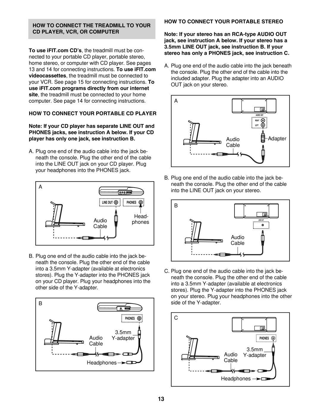 ProForm PCTL93040 user manual HOW to Connect Your Portable Stereo 