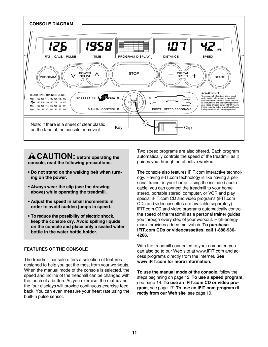 ProForm PCTL94040 user manual Console Diagram, Features of the Console 