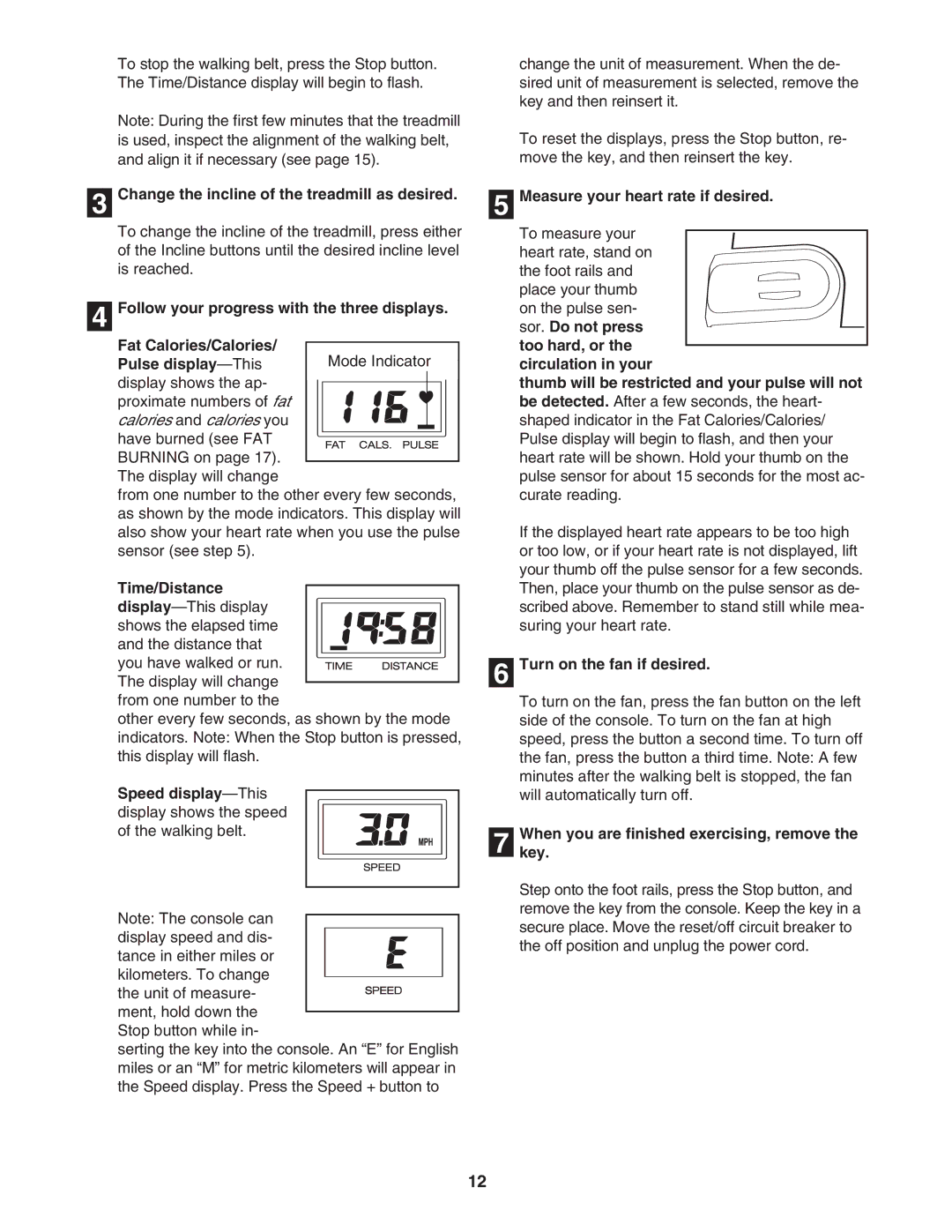 ProForm PCTL95235.0 Change the incline of the treadmill as desired, Pulse display -This, Turn on the fan if desired 