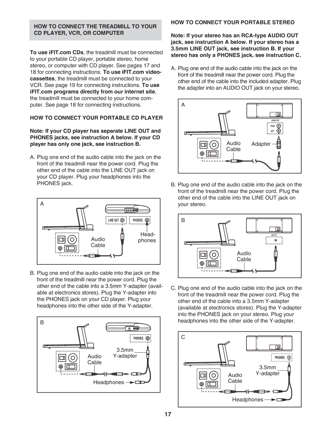 ProForm PCTL96040 user manual HOW to Connect Your Portable Stereo 