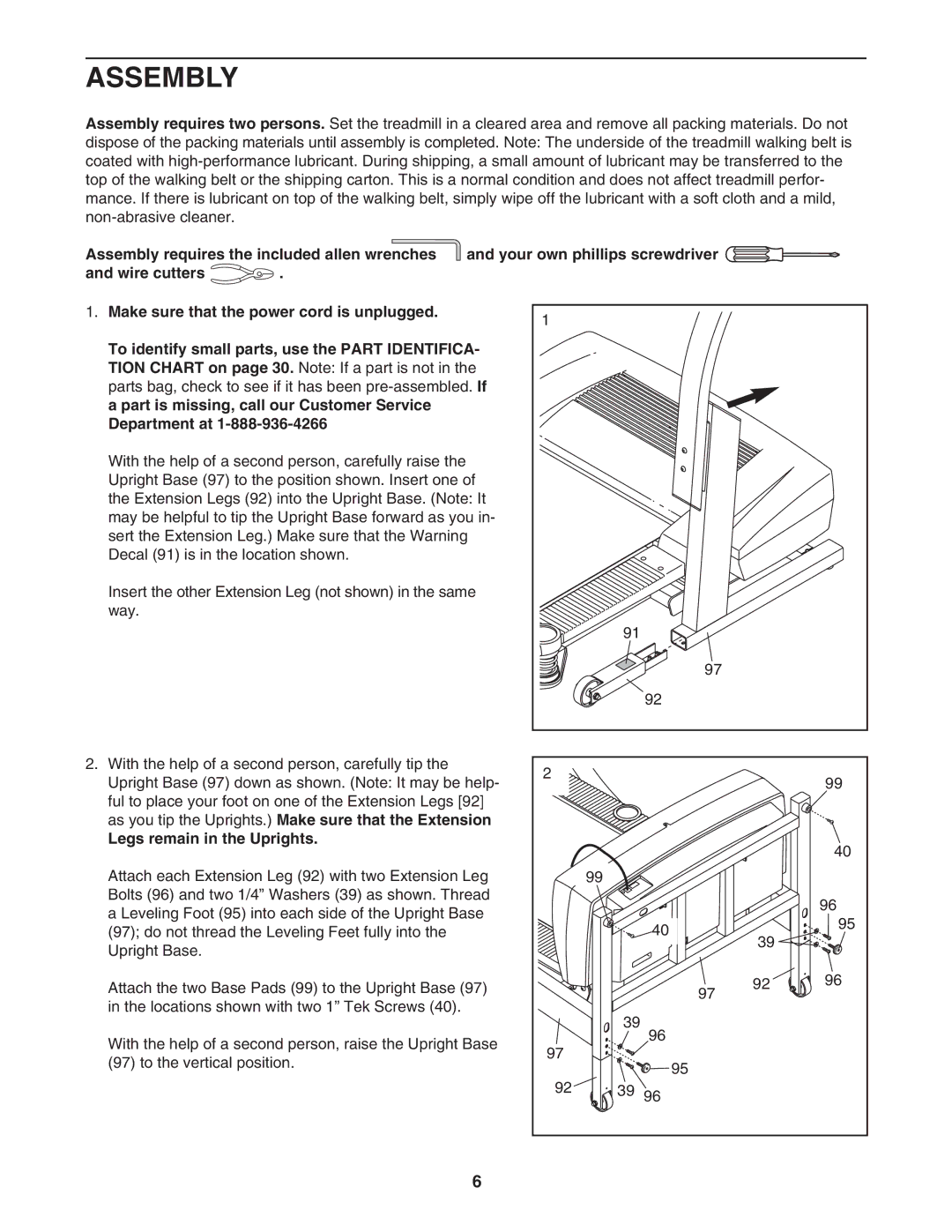 ProForm PCTL96040 user manual Assembly, Legs remain in the Uprights 