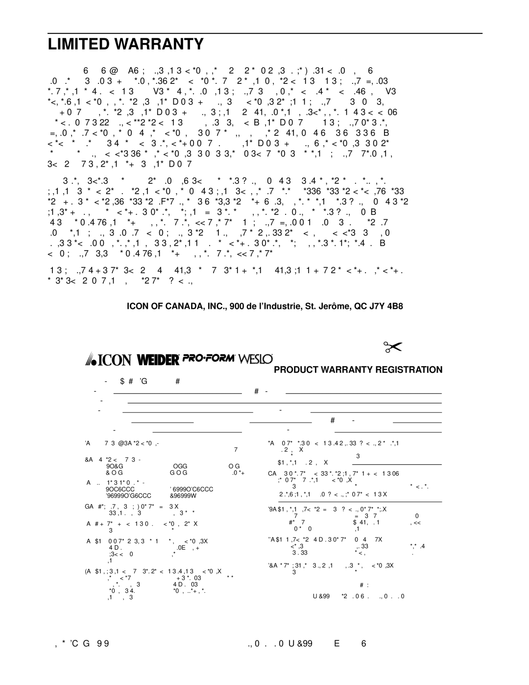 ProForm PCTL99011 user manual Limited Warranty, Part No R0303A 