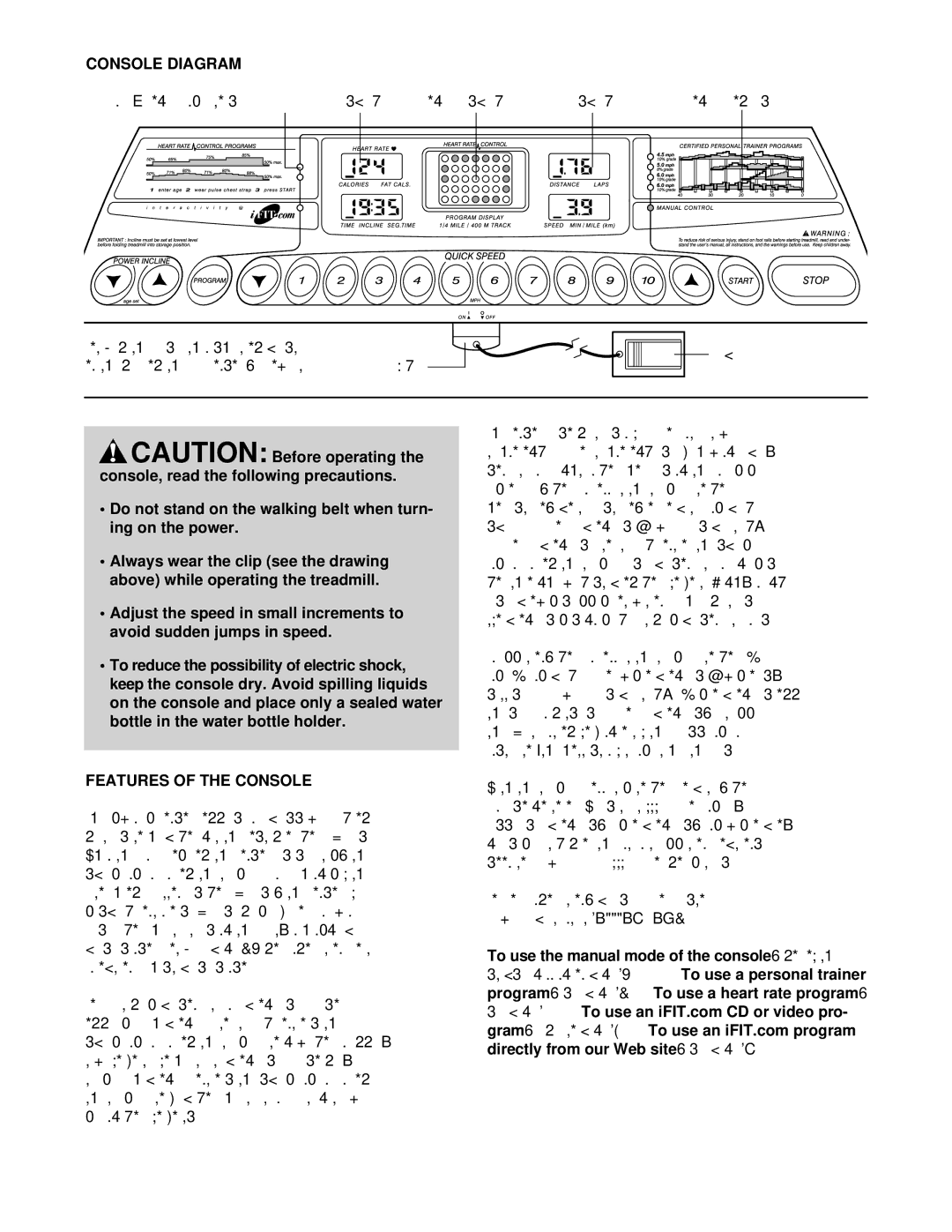 ProForm PCTL99011 user manual Console Diagram, To reduce the possibility of electric shock, Features of the Console 