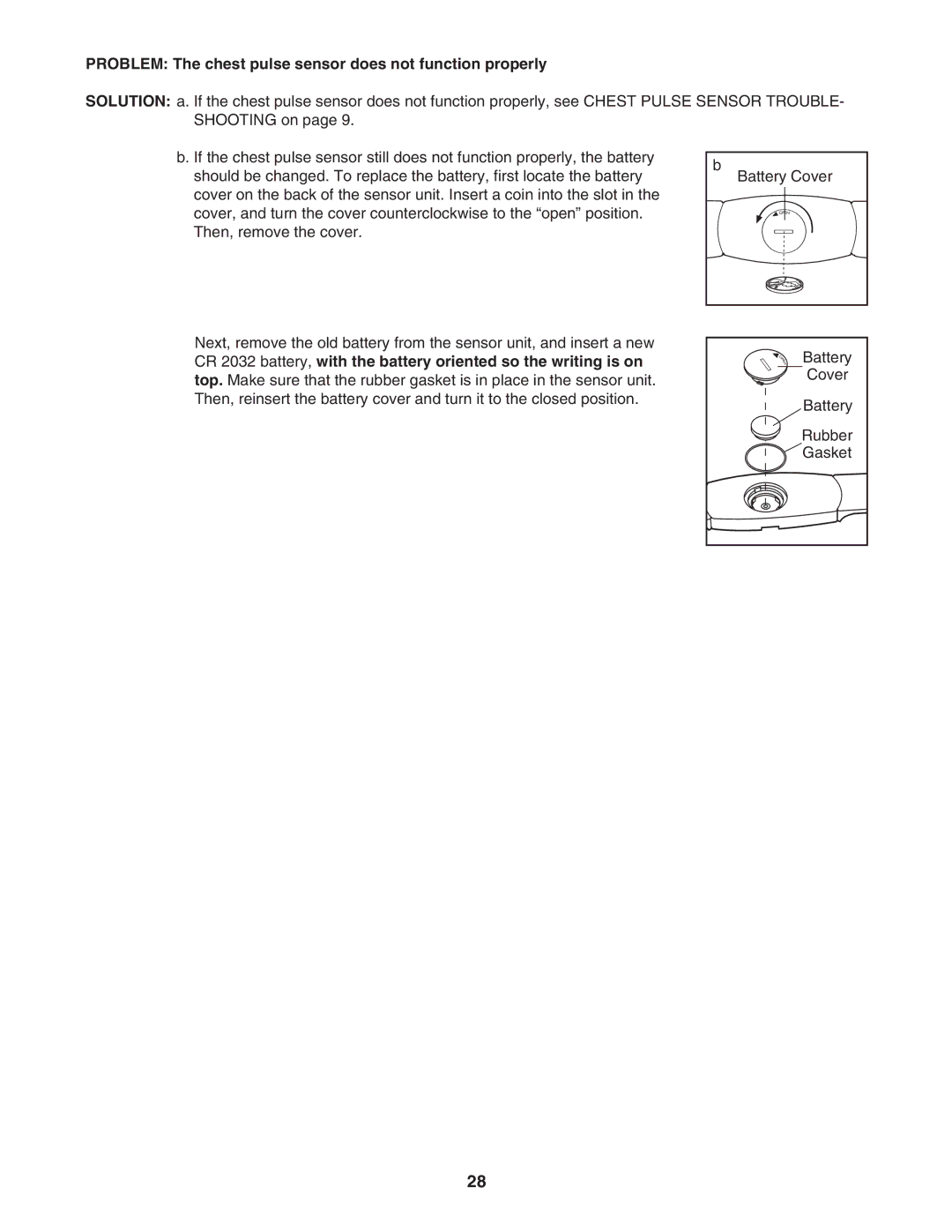 ProForm PETL41106.0 user manual Problem The chest pulse sensor does not function properly 