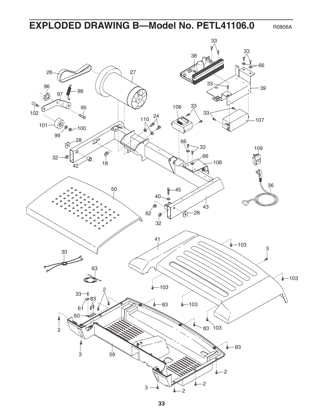 ProForm user manual Exploded Drawing B-Model No. PETL41106.0 R0806A 