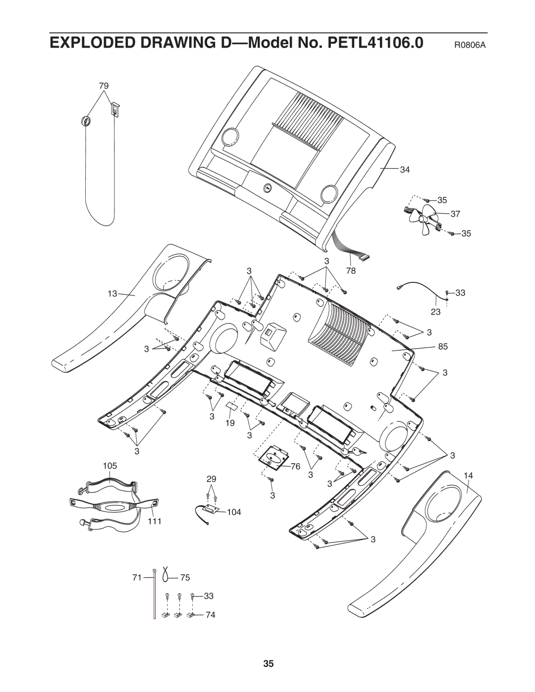 ProForm user manual Exploded Drawing D-Model No. PETL41106.0 R0806A 