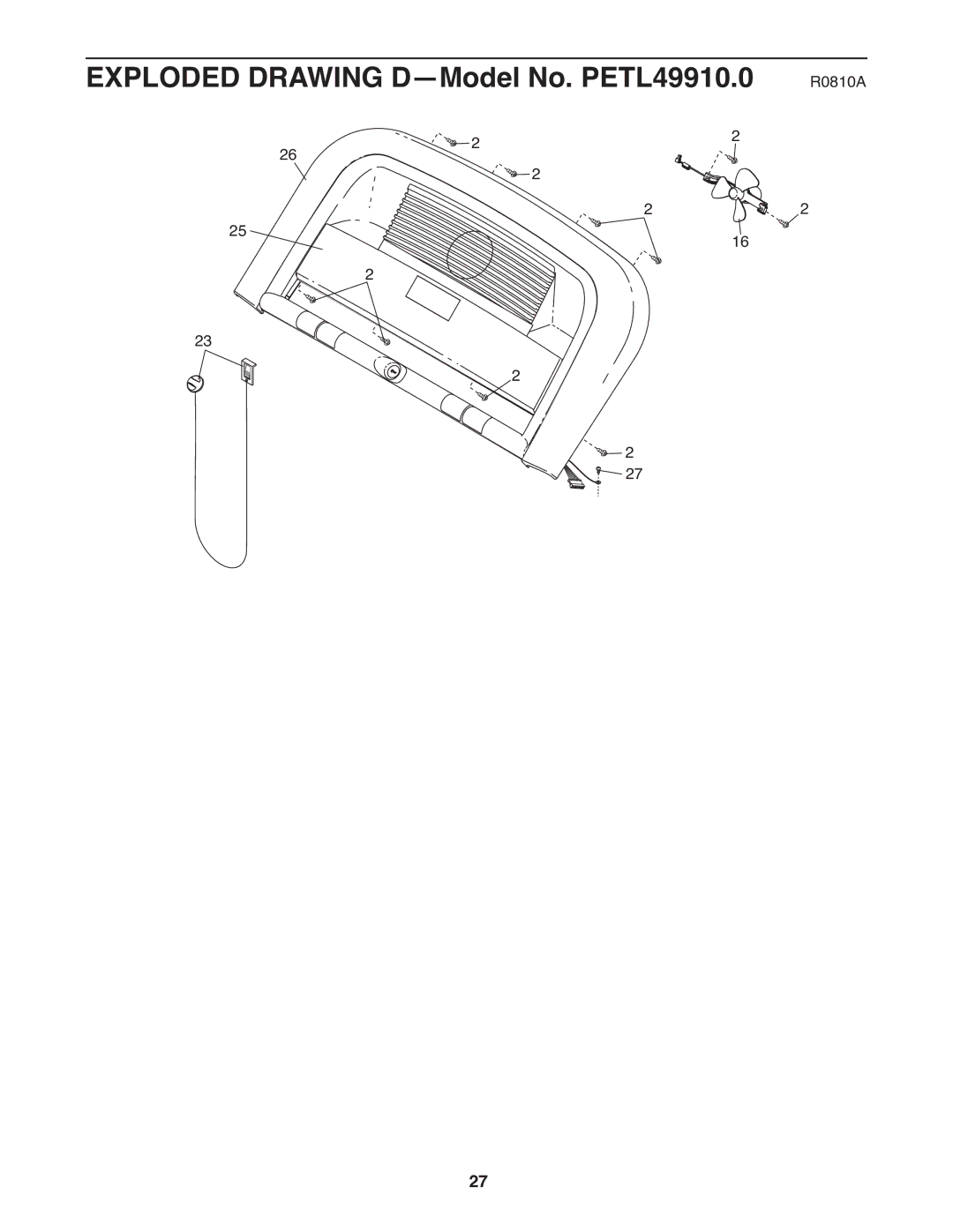 ProForm user manual Exploded Drawing D-Model No. PETL49910.0 R0810A 