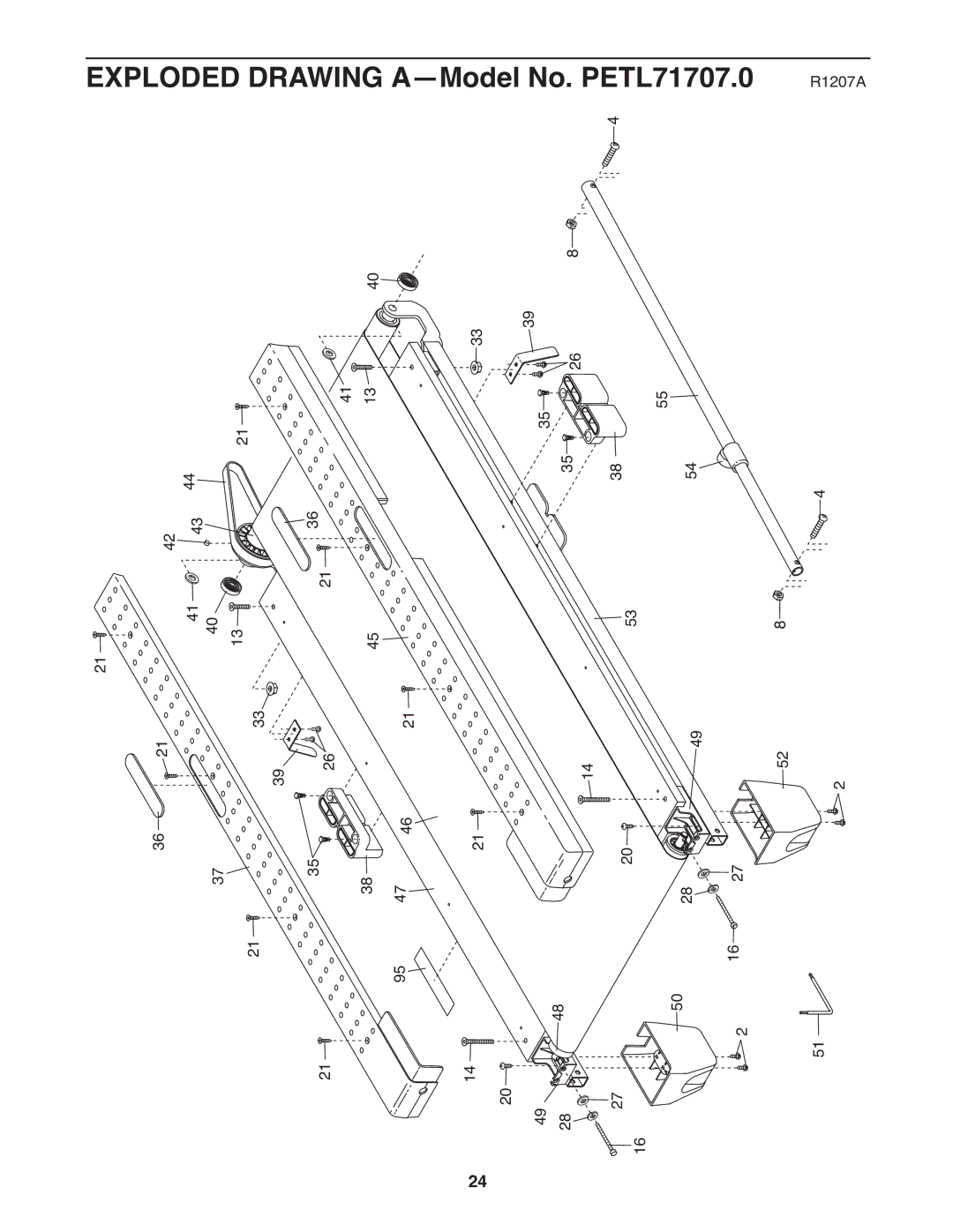 ProForm manual Exploded Drawing A-Model No. PETL71707.0 R1207A 