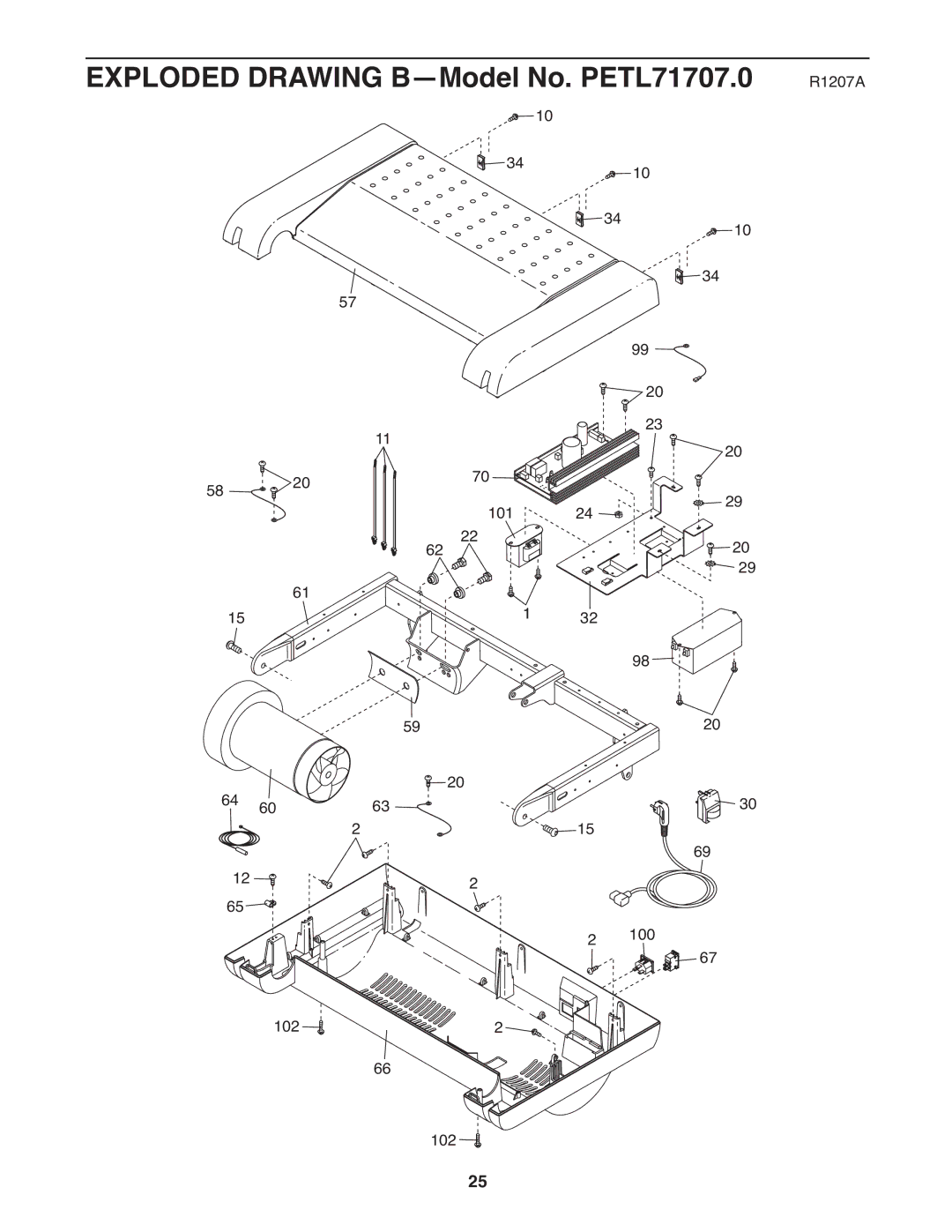 ProForm manual Exploded Drawing B-Model No. PETL71707.0 R1207A 