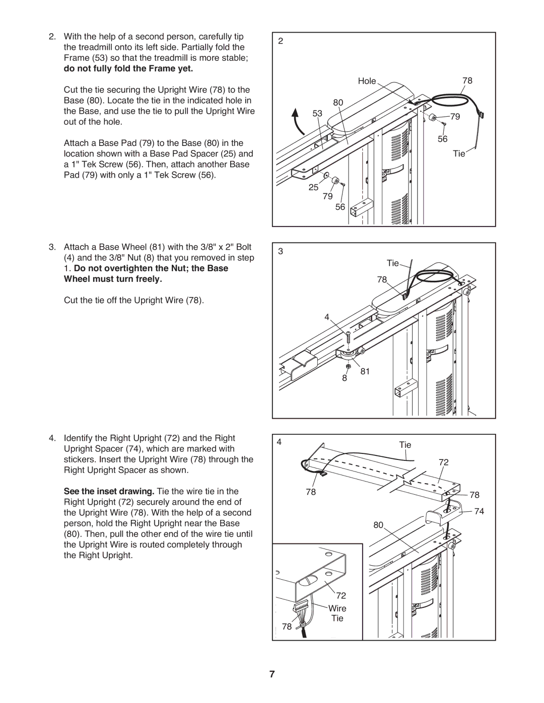 ProForm PETL71707.0 manual Wheel must turn freely 