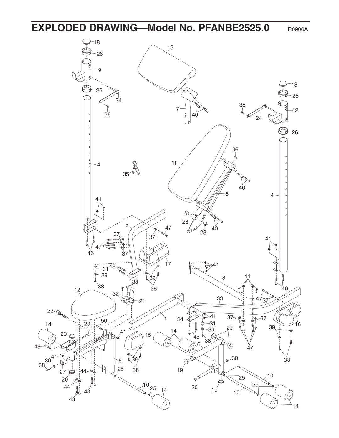 ProForm user manual Exploded DRAWING-Model No. PFANBE2525.0 R0906A 