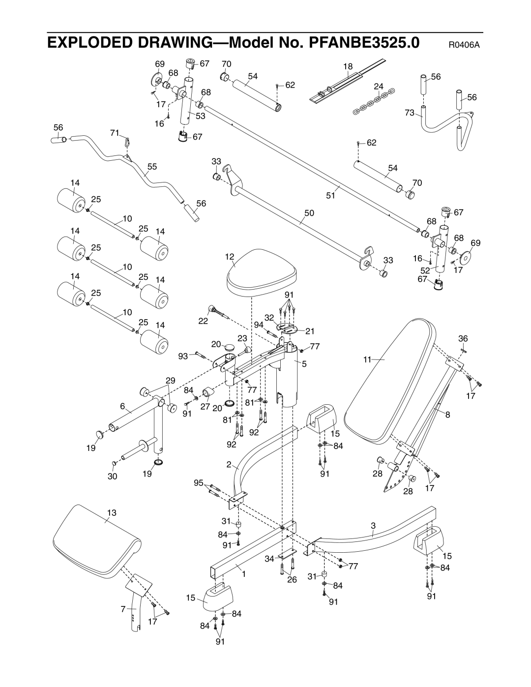 ProForm user manual Exploded DRAWING-Model No. PFANBE3525.0 R0406A 