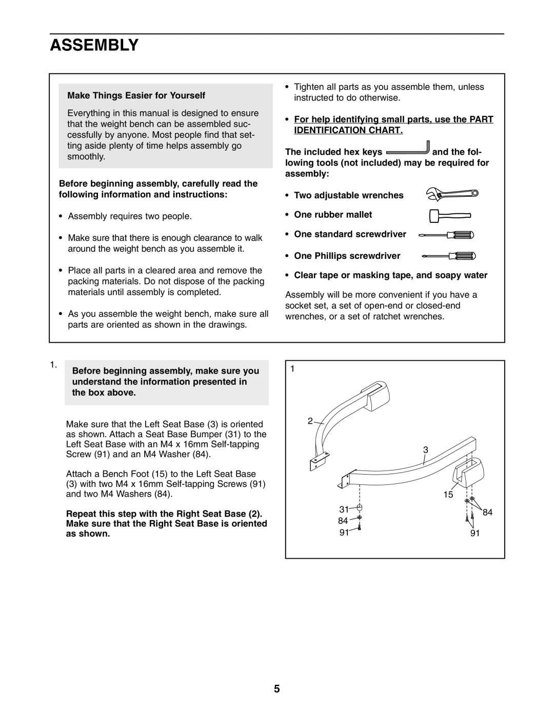 ProForm PFANBE3525.0 user manual Assembly, Make Things Easier for Yourself 