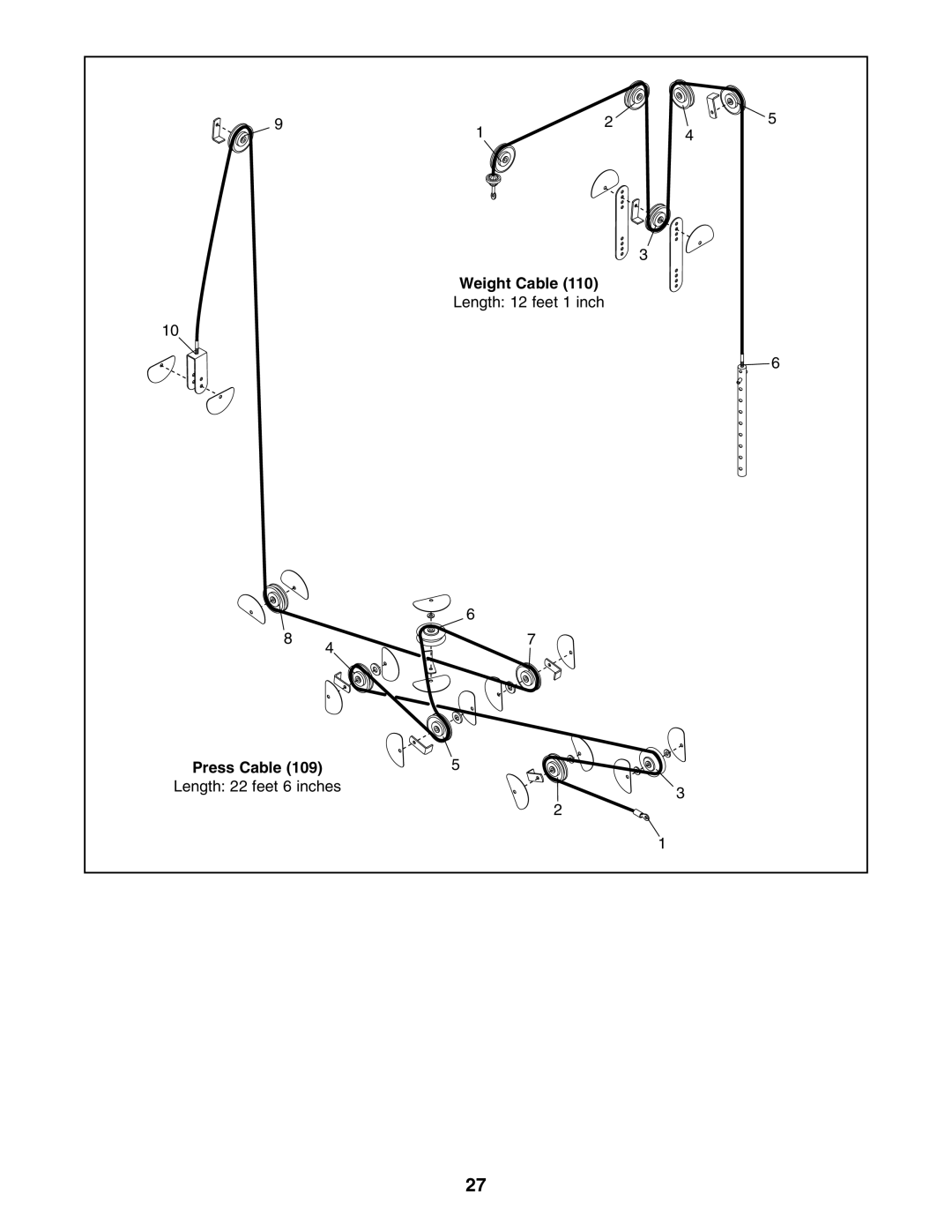 ProForm PFANSY9825.1 user manual Weight Cable, Press Cable 