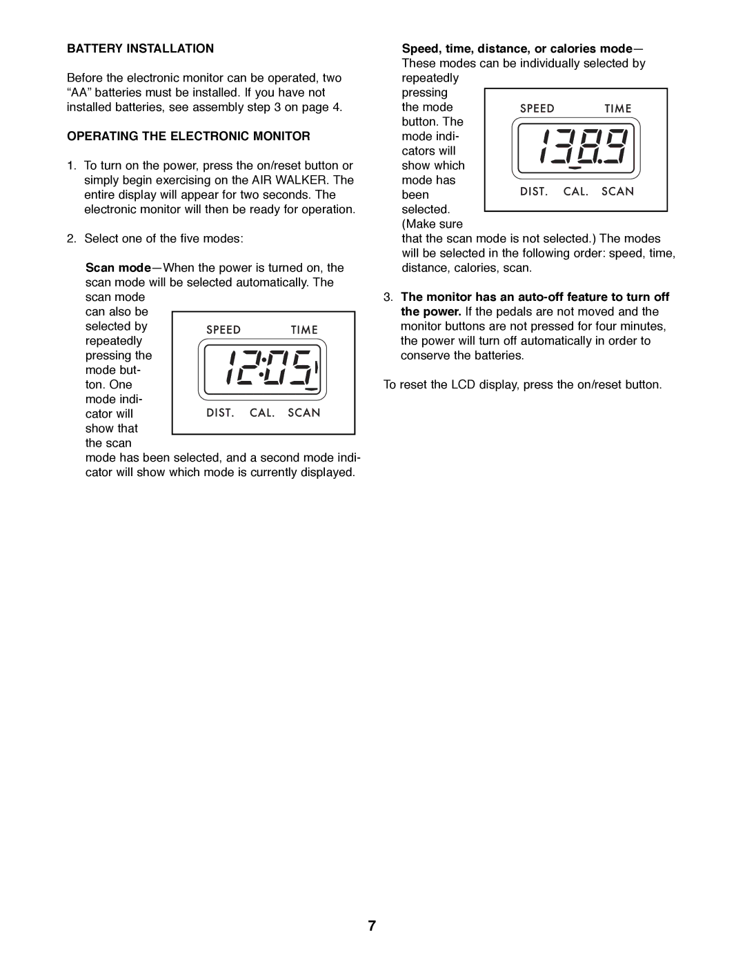 ProForm PFAW75070 user manual Battery Installation, Operating the Electronic Monitor 