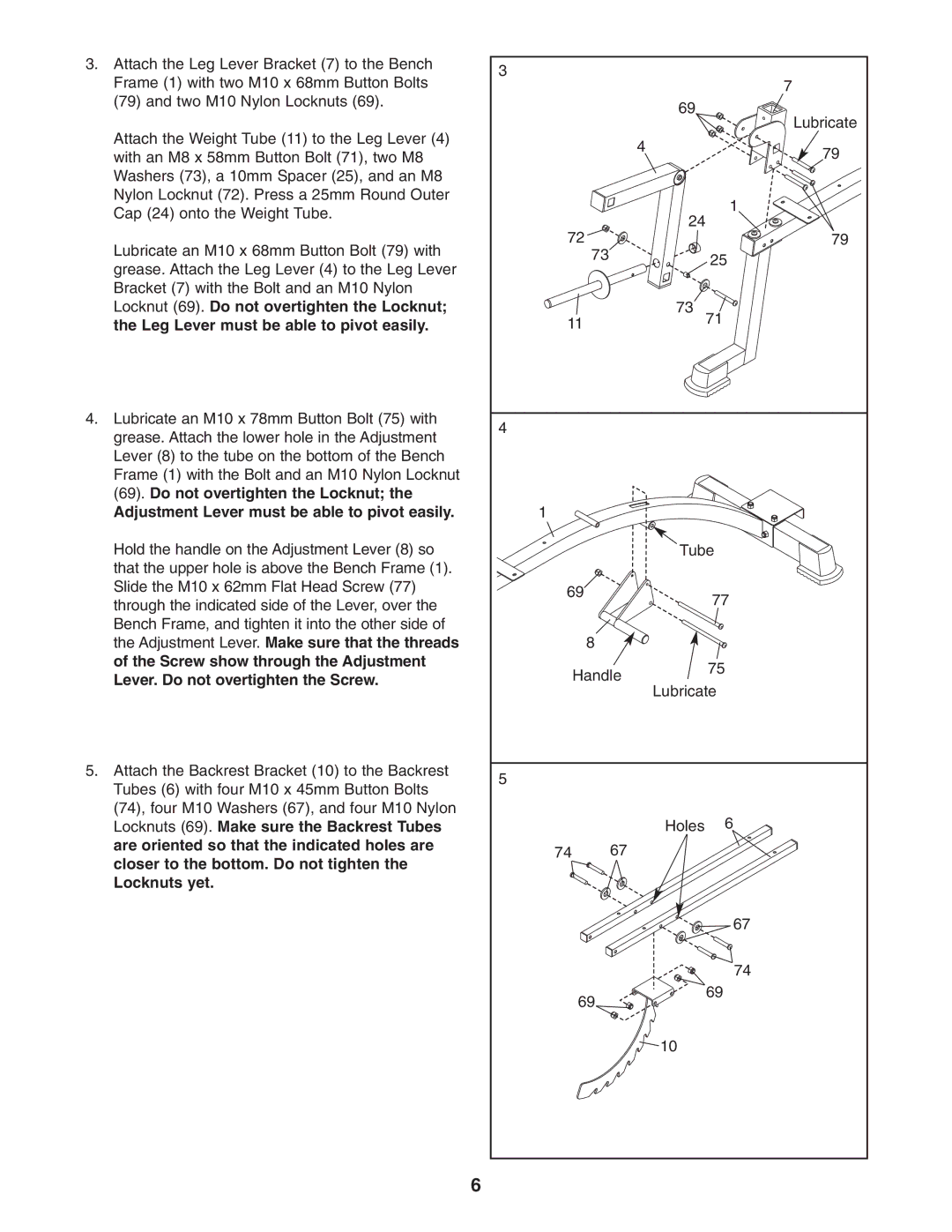 ProForm PFB38031 user manual Adjustment Lever must be able to pivot easily 