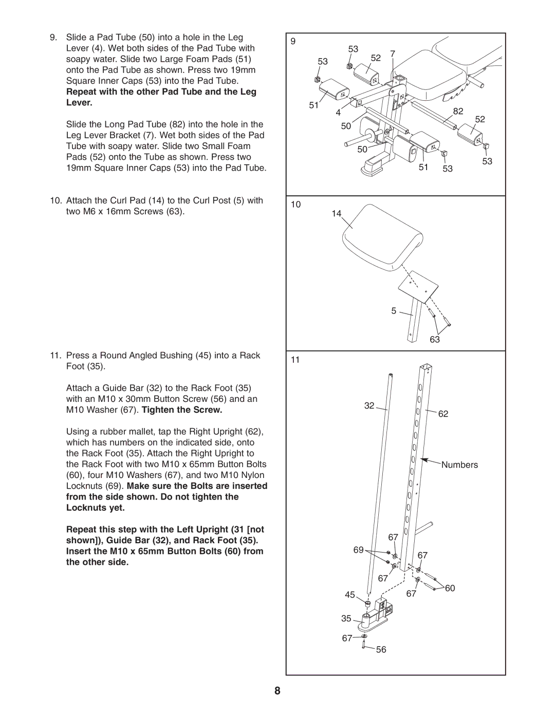 ProForm PFB38031 user manual Repeat with the other Pad Tube and the Leg Lever 