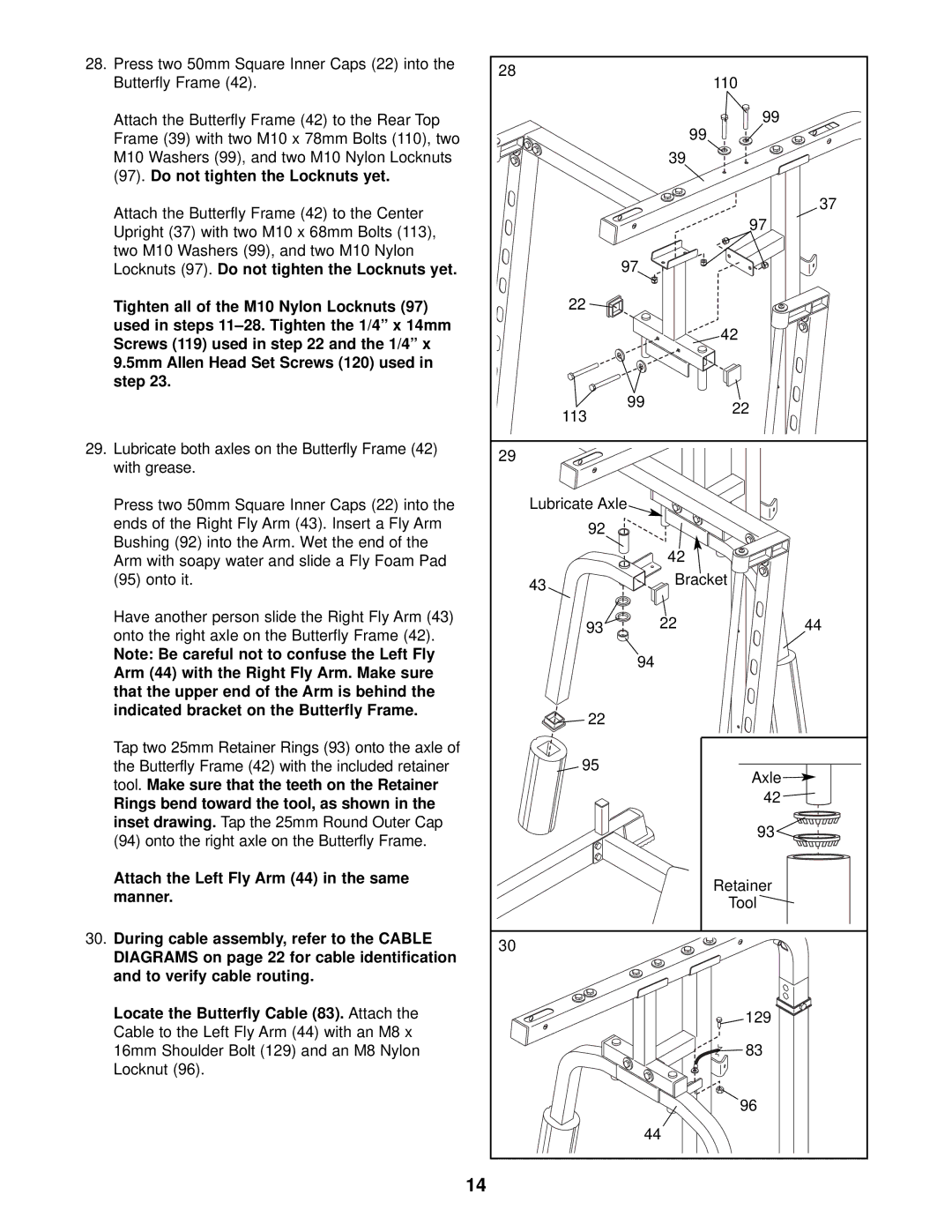 ProForm PFB48030 user manual Attach the Left Fly Arm 44 in the same, Manner 