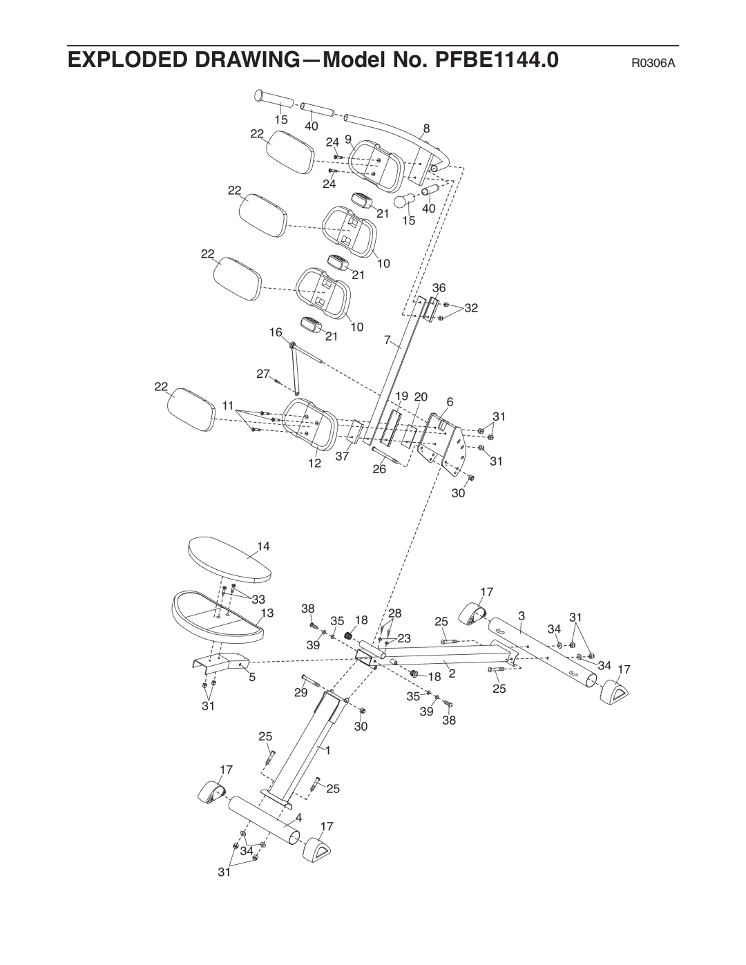 ProForm user manual Exploded DRAWING-Model No. PFBE1144.0 