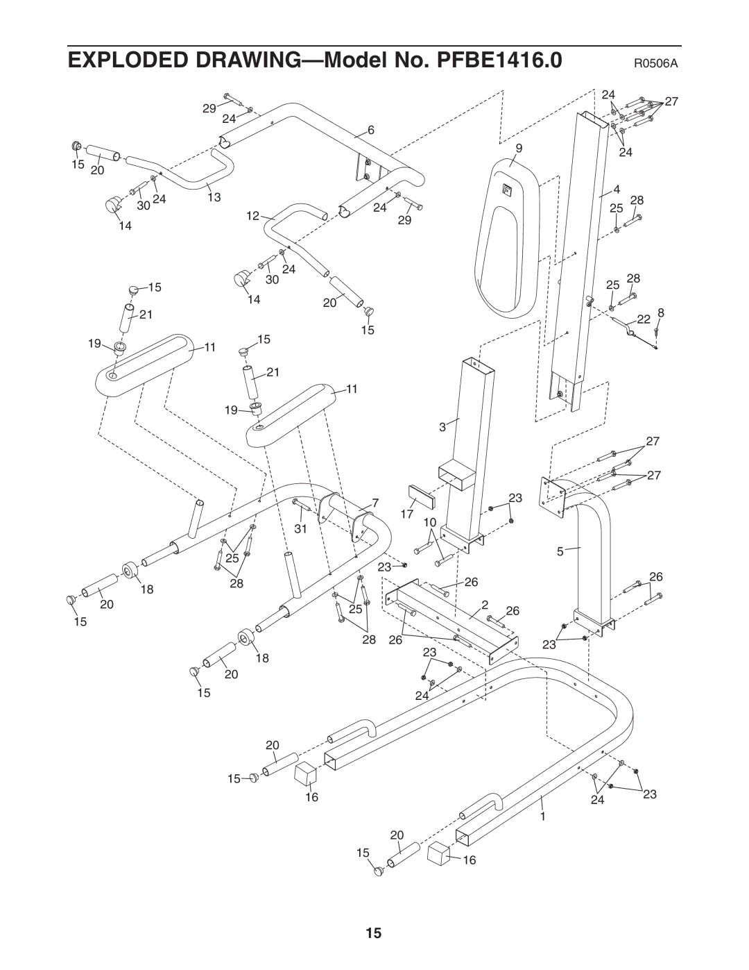 ProForm user manual Exploded DRAWING-Model No. PFBE1416.0 