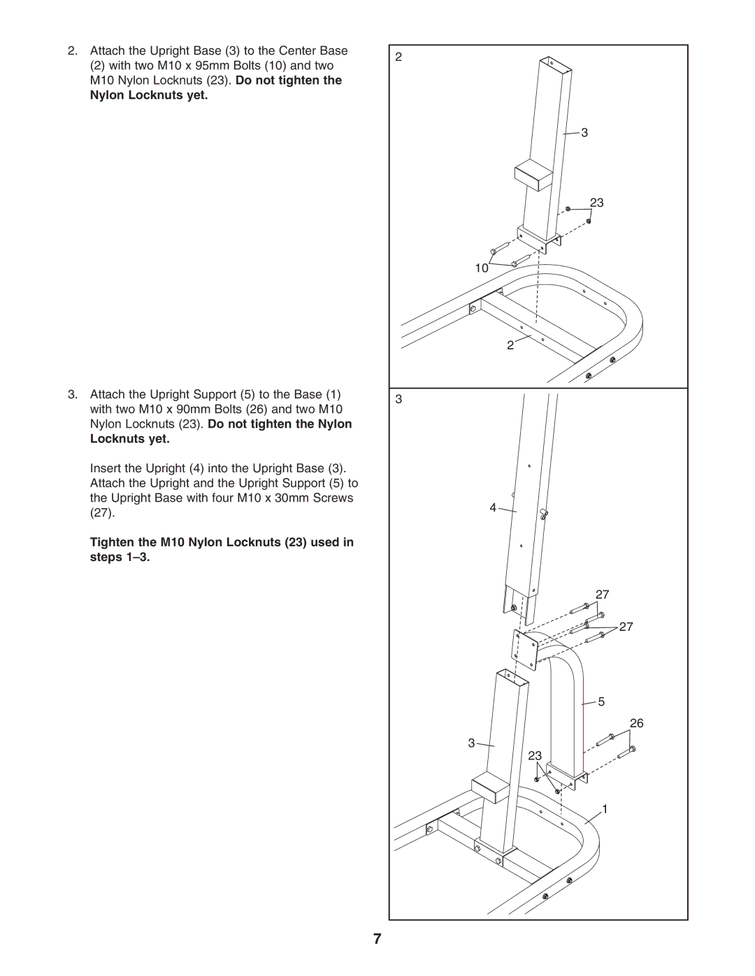 ProForm PFBE1416.0 user manual Nylon Locknuts 23. Do not tighten the Nylon Locknuts yet 