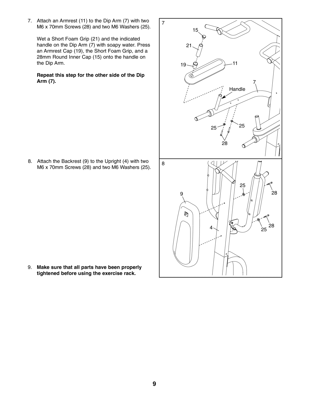 ProForm PFBE1416.0 user manual Repeat this step for the other side of the Dip Arm 