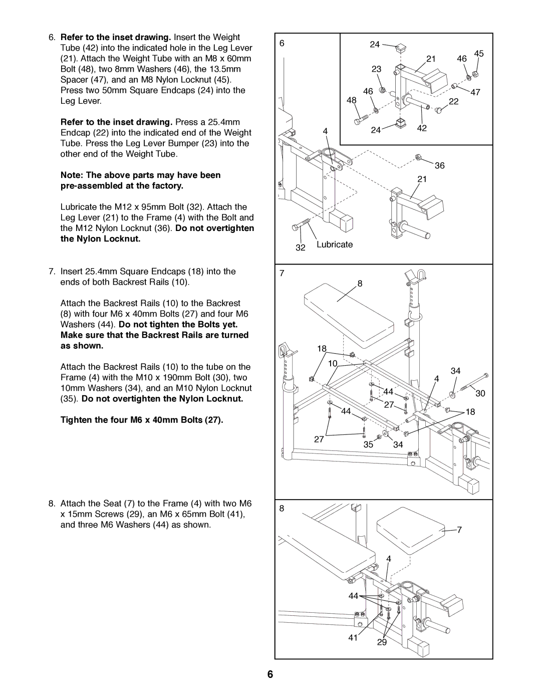 ProForm PFBE30790 Refer to the inset drawing. Insert the Weight, Refer to the inset drawing. Press a 25.4mm, Nylon Locknut 