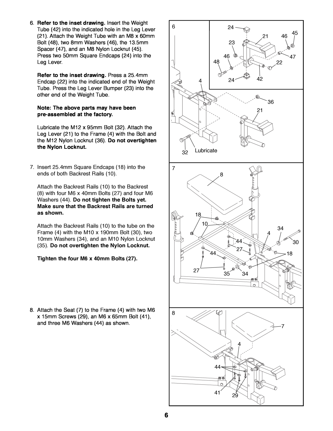 ProForm PFBE30790 user manual Refer to the inset drawing. Insert the Weight 