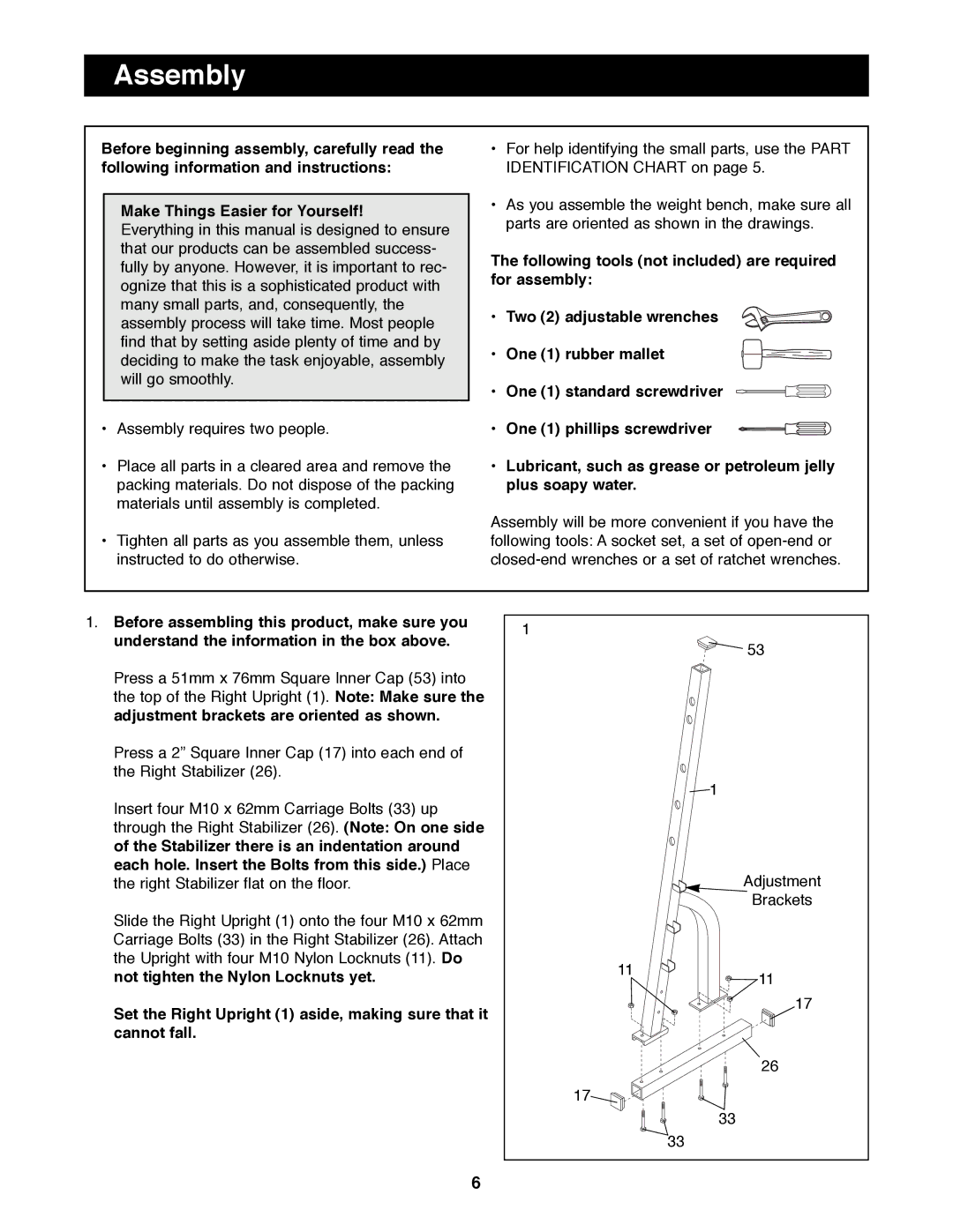 ProForm PFBE64490 manual Assembly 