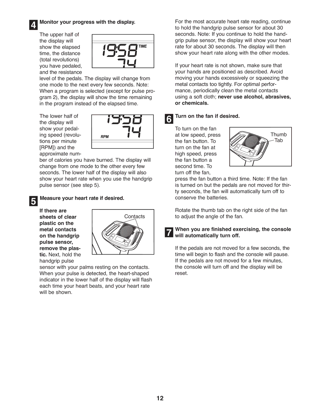 ProForm PFCCEL3906.2 Monitor your progress with the display, If there are, Sheets of clear, Turn on the fan if desired 