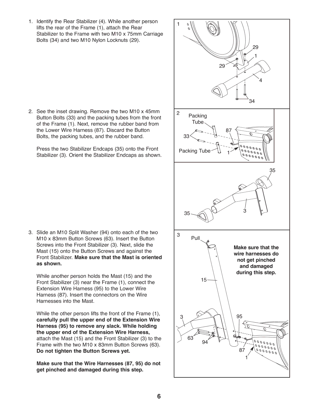 ProForm PFCCEL3906.2 user manual Wire harnesses do, During this step 