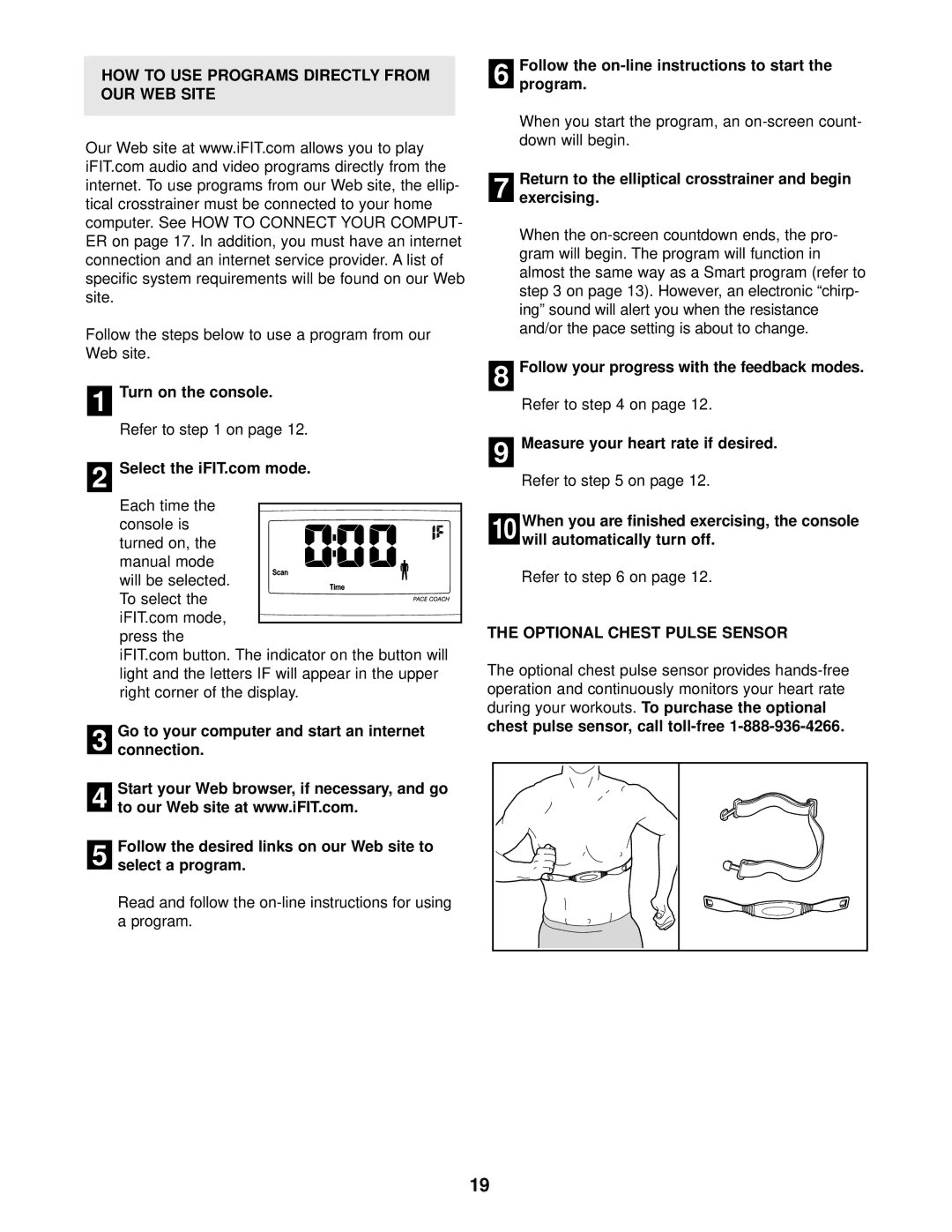 ProForm PFCCEL45011 user manual HOW to USE Programs Directly from OUR WEB Site 